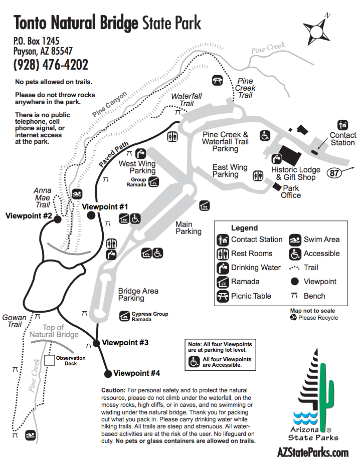 Tonto Natural Bridge State Park Top Places To See In Arizona   Tonto Natural Bridge Park Map 